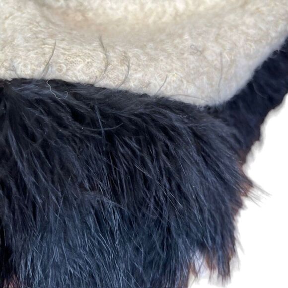 Mixed Material Mini Dress Ghloe Faux Leather, Wool, and Feathers Zip Back Size 4 - Picture 5 of 15